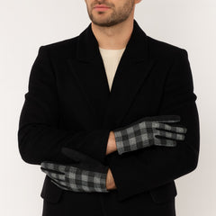 Mens black check gloves