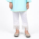 Girls white cotton capri