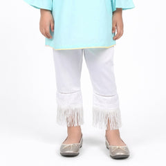 Girls white cotton capri