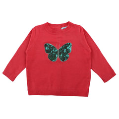 Girls pink butterfly sequin sweater
