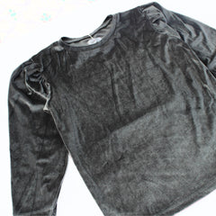 Girls gray velvet shirt