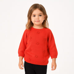 Girls red flower sweater