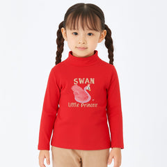 swan glitter red high-neck
