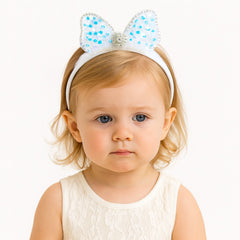 Girls white bow sequin hair band