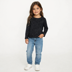 girls black glitter full sleeve shirt
