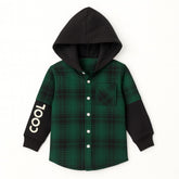 Boy green check hoodie