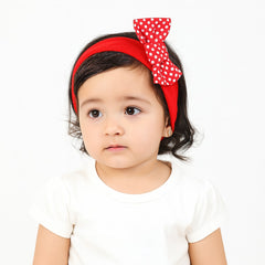 Red Polka dots bow band (Last Chance)