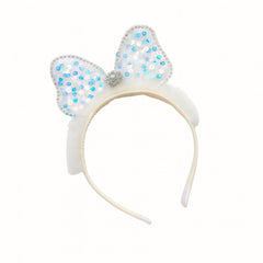 Girls white bow sequin hair band