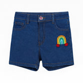 Girls rainbow embroidered denim short (Last Chance)
