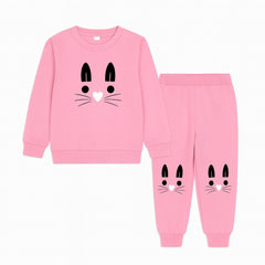 Girls pink cat tracksuit/