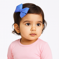 Girls blue heart bow pin