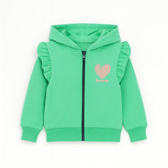 Girls green frill sleeves upper