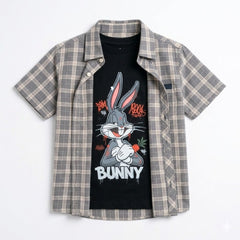 Boys Gray Bugs Bunny Double Casual Shirt