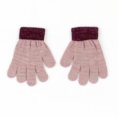 Girls magenta glitter gloves