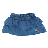 Girls blue skirt with flower embroidery