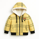 boys mustard lining check hoodie