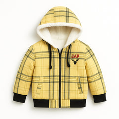 boys mustard lining check hoodie
