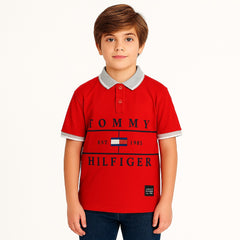 Boys red Tommy Hilfiger polo shirt