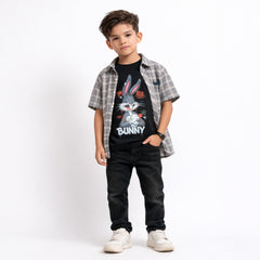Boys Gray Bugs Bunny Double Casual Shirt
