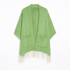 Ladies green lining pocket style cap shawl