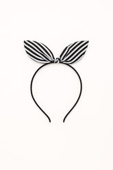 Girls black and white lining bow hair band
