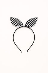 Girls black and white lining bow hair band
