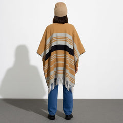 Ladies brown grey and lining cape shawl