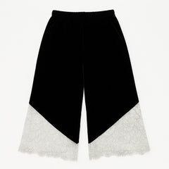 Girls velvet trouser with lace