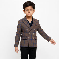 Boys brown check casual coat