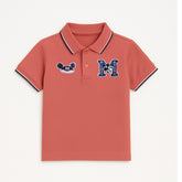 Boys peach Mickey embroidered polo