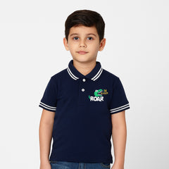 Boys navy blue Dino polo