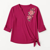 Ladies pink flower embroidered Top