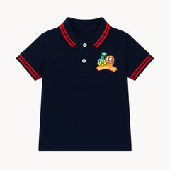Boys navy blue embroidered polo