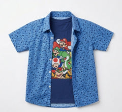 Boys Blue Super Mario Double Casual Shirt