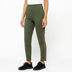 Ladies olive side stripe