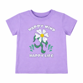 Girls purple happy mind happy life flower shirt (Last Chance)