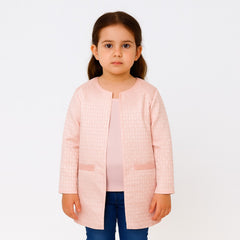 Girls pink self cardigan