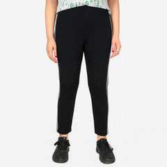 Ladies black side stripe trouser
