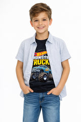 Boys Monster Truck Printed Double Casual Shirt