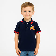 Boys navy blue embroidered polo