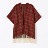 Ladies maroon and gray pattern cape shawl