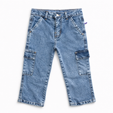 Boys Ice Blue Pocket Denim baggey Pant