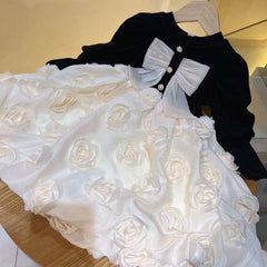 Black flower bow frock