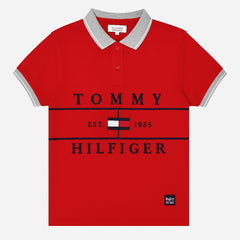 Boys red Tommy Hilfiger polo shirt