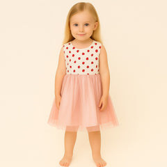 Girls pink strawberry frock