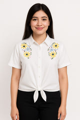 Ladies flower embraided Cotton Top