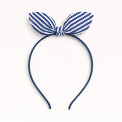Girls blue and white lining bow hair band