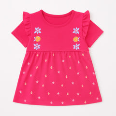 Girls pink side frioll frock