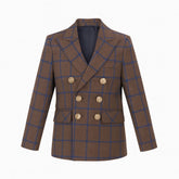 Boys brown check casual coat