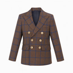 Boys brown check casual coat